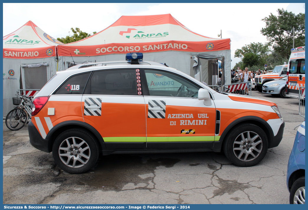 MIKE 10
118 Romagna Soccorso
Ambito Territoriale di Rimini
Opel Antara
Allestitore Vision S.r.l.
Parole chiave: 118;Romagna;Soccorso;Rimini;Automedica;Automedicalizzata;Auto Medica;Auto Medicalizzata;Opel;Antara;Vision