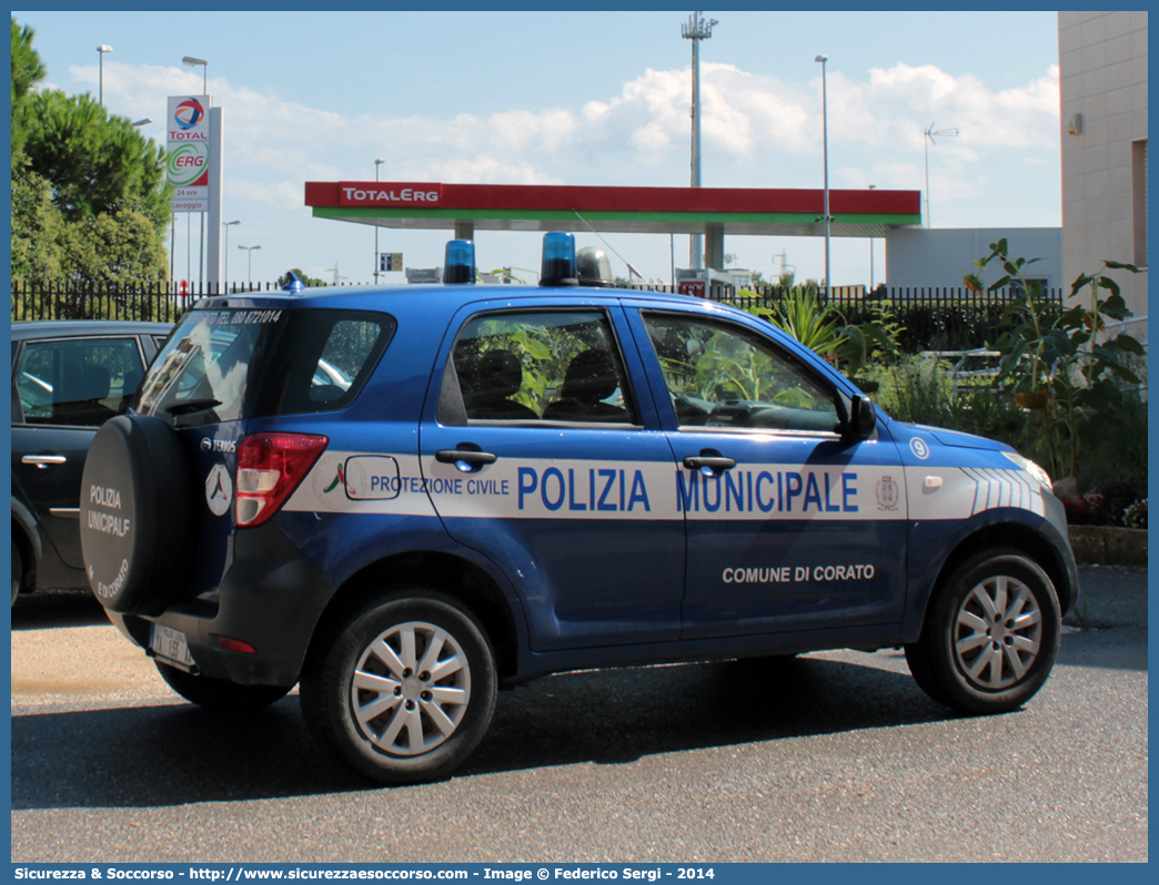 Polizia Locale YA133AA
Polizia Locale
Comune di Corato
Daihatsu Terios III serie
Parole chiave: Polizia;Locale;Municipale;Corato;Daihatsu;Terios