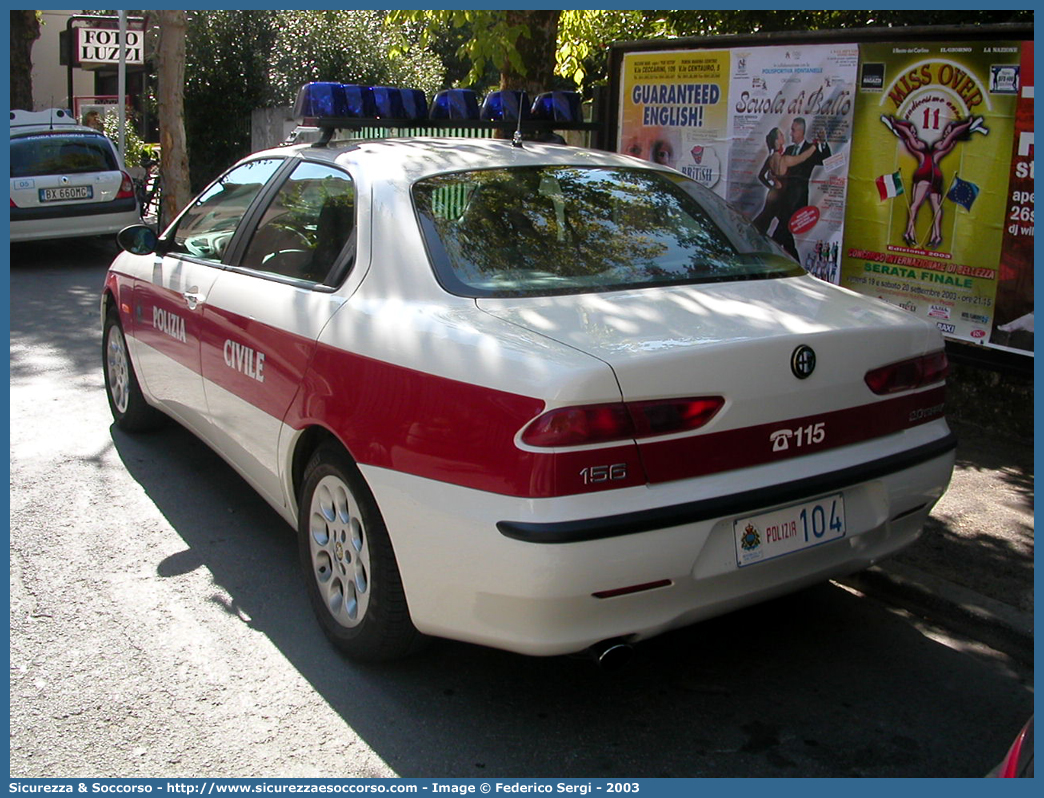 Polizia 104
Repubblica di San Marino
Polizia Civile
Alfa Romeo 156
Parole chiave: Repubblica;San Marino;RSM;R.S.M.;Polizia Civile;Alfa Romeo;156