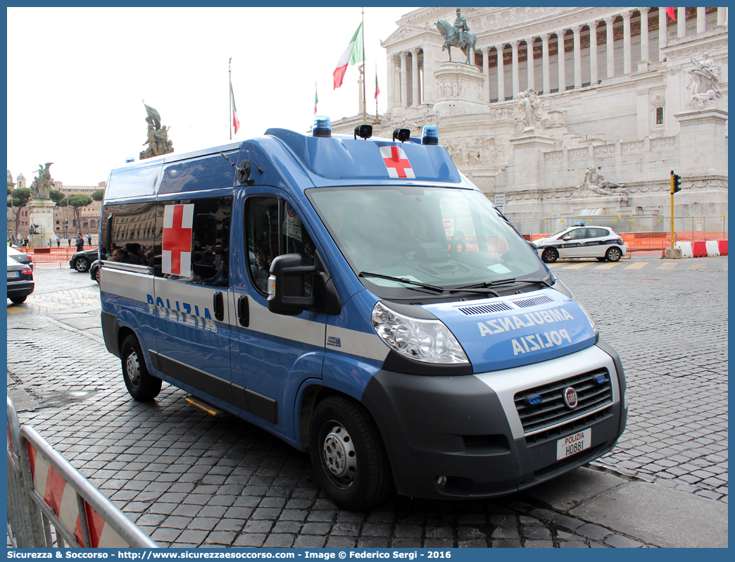 Polizia H0881
Polizia di Stato
Servizio Sanitario
Fiat Ducato III serie
Allestitore FAST S.r.l.
Parole chiave: PS;P.S.;Polizia;di;Stato;Servizio;Sanitario;Fiat;Ducato;X250;Ambulanza;Fast;F.A.S.T.