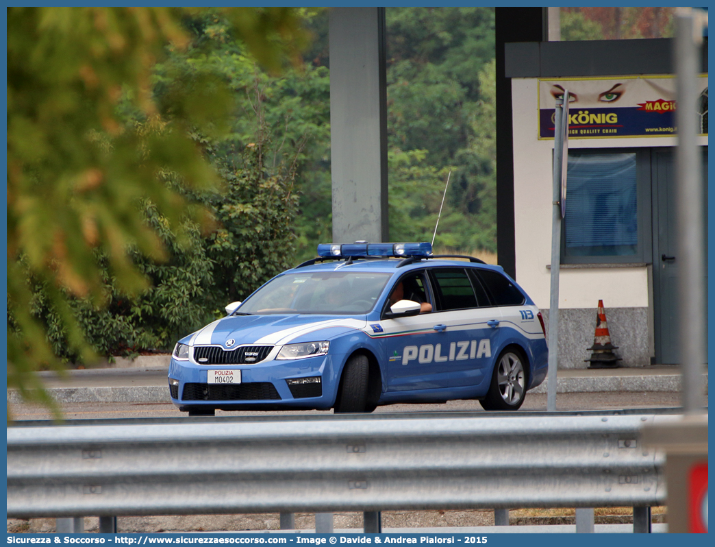 Polizia M0402
Polizia di Stato
Polizia Stradale
Autostrade Centropadane
Skoda Octavia Wagon RS IV serie
Allestitore Bertazzoni S.r.l.
Parole chiave: PS;P.S.;Polizia;di;Stato;Stradale;Autostradale;Autostrade;Centropadane;Centro;Padane;Skoda;Octavia;Wagon;RS;Bertazzoni;M0402