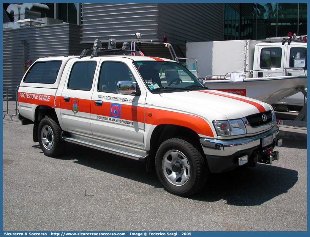 -
Regione Friuli Venezia Giulia
Comune di Prata di Pordenone
Toyota Hilux VI serie restyling
Parole chiave: PC;P.C.;Protezione;Civile;Friuli;Venezia Giulia;Prata di Pordenone;Toyota;Hilux