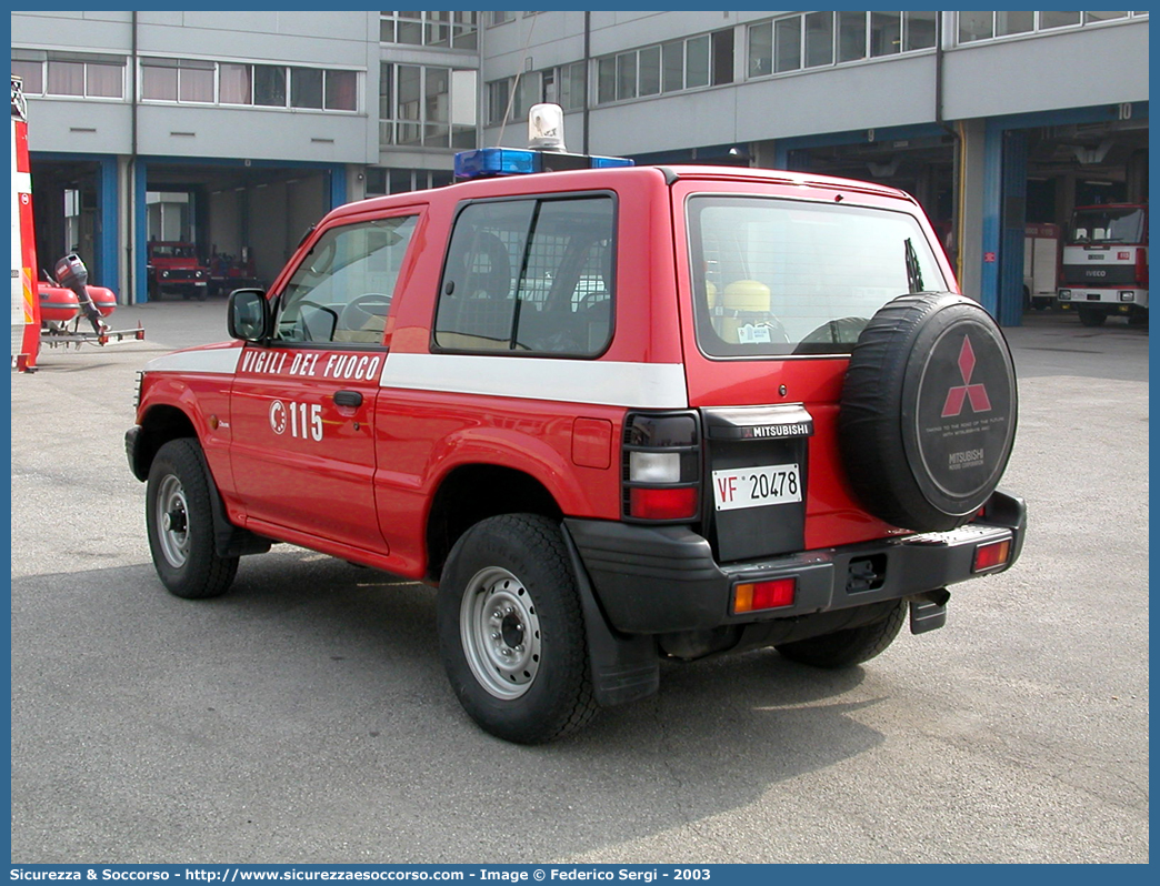 VF 20478
Corpo Nazionale Vigili del Fuoco
Mitsubishi Pajero SWB II serie
Parole chiave: VVF;V.V.F.;Corpo;Nazionale;Vigili;del;Fuoco;Mitsubishi;Pajero;SWB