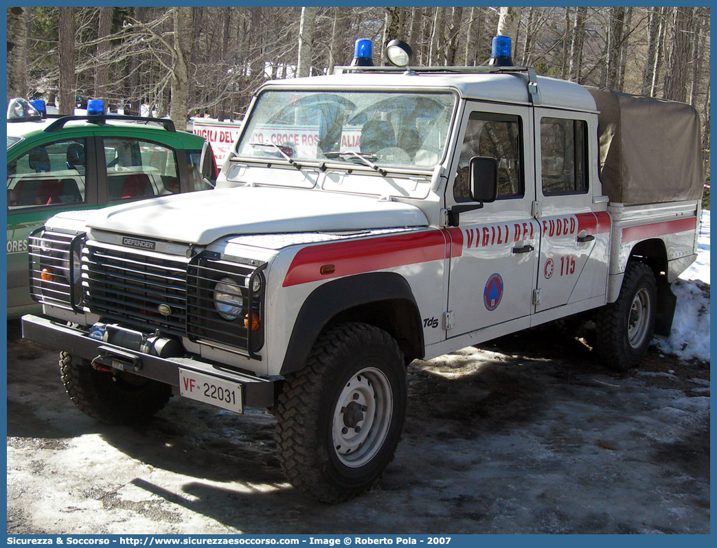 VF 22031
Corpo Nazionale Vigili del Fuoco
Land Rover Defender 130
(fornitura regione Emilia Romagna)

Parole chiave: VF;VVF;V.F.;V.V.F.;Corpo;Nazionale;Vigili del Fuoco;Vigili;Fuoco;Land Rover;Defender;130