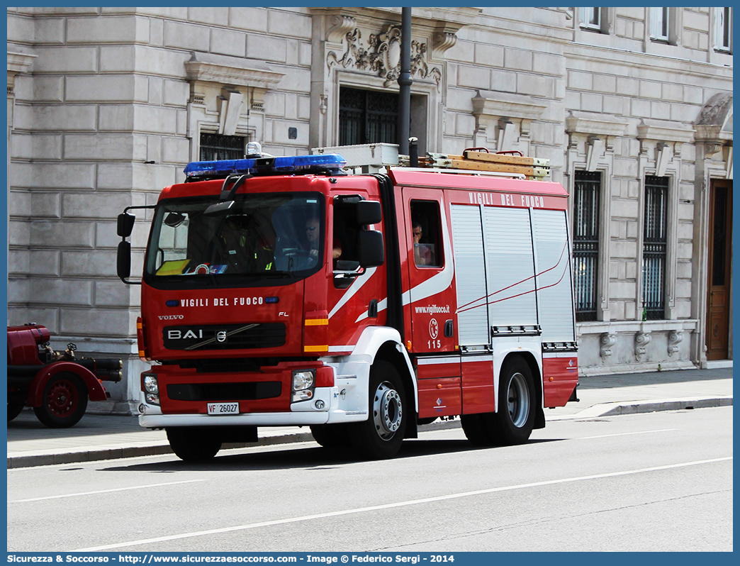 VF 26027
Corpo Nazionale Vigili del Fuoco
Volvo FL280/FL290 III serie
Allestitore BAI S.r.l.
Parole chiave: VVF;V.V.F.;Corpo;Nazionale;Vigili;del;Fuoco;APS;A.P.S.;AutoPompaSerbatoio;AutoPompa;Volvo;FL;280;290;FL280;FL290;BAI