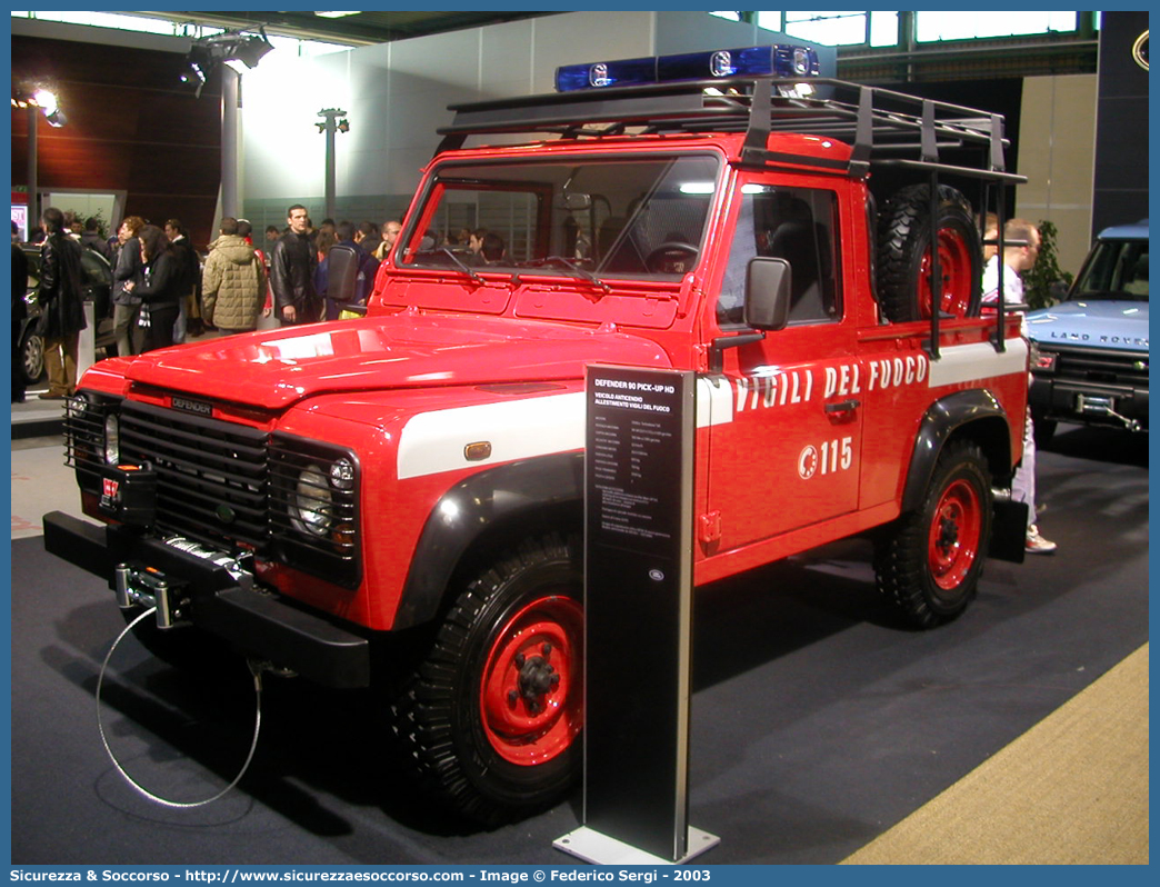 -
Corpo Nazionale Vigili del Fuoco
Land Rover Defender 90 Pick Up
Parole chiave: VF;VVF;V.F.;V.V.F.;Corpo;Nazionale;Vigili del Fuoco;Vigili;Fuoco;Land Rover;Defender;90