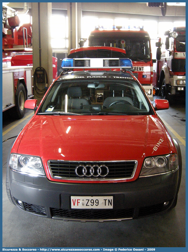 VF Z99TN
Corpo Permanente dei Vigili del Fuoco Trento
Audi A6 Allroad I serie
Allestitore Binz Gmbh & CO. KG
Parole chiave: VF;V.F.;Vigili del Fuoco;Vigili;Fuoco;Corpo;Permanente;Trento;Audi;A6;Allroad;Binz