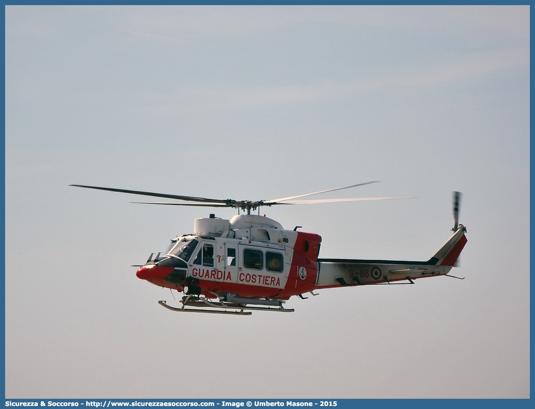 MM81476 / 9-08 "Koala 08"
Corpo delle Capitanerie di Porto
Guardia Costiera 
Agusta Bell AB412CP
Parole chiave: CP;GC;C.P.;G.C.;Guardia Costiera;Capitaneria di Porto;Agusta;Bell;AB;412;CP;9-08;9;08