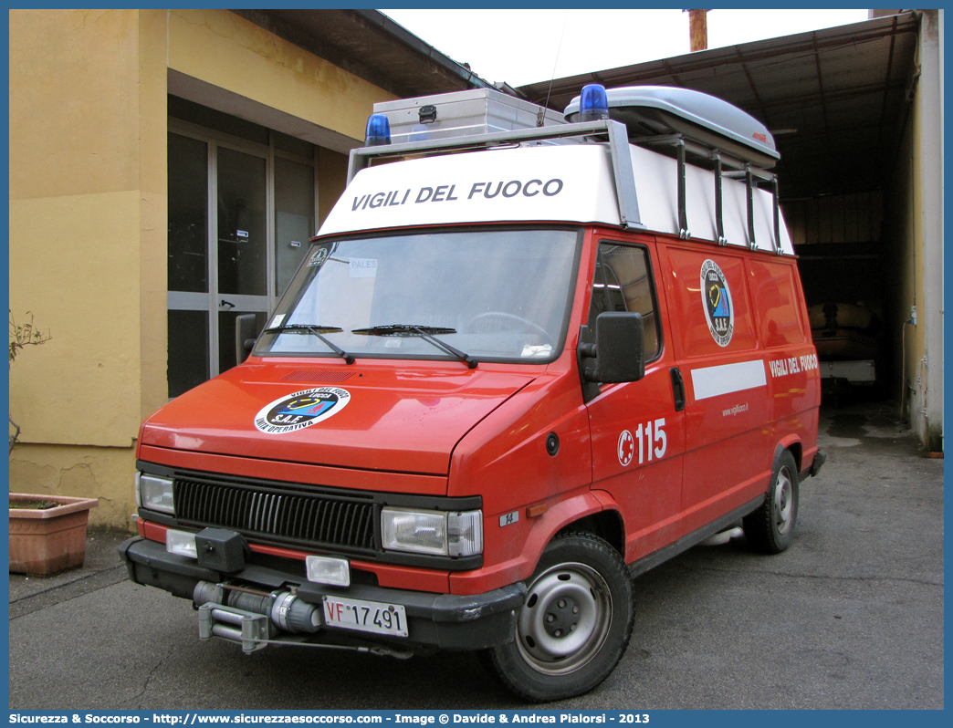 VF 17491
Corpo Nazionale Vigili del Fuoco
Nucleo Speleo Alpino Fluviale
Fiat Ducato I serie restyling
Parole chiave: Corpo;Nazionale;Vigili del Fuoco;Vigili;Fuoco;Fiat;Ducato;SAF;S.A.F.;Speleo;Alpino;Fluviale