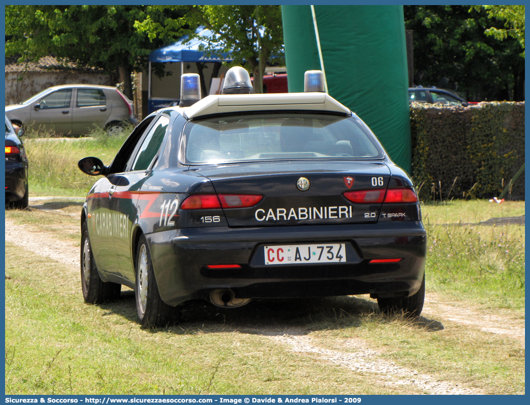 CC AJ734
Arma dei Carabinieri
Alfa Romeo 156 I serie
con sistema "Falco"
Parole chiave: CC;C.C.;Arma;dei;Carabinieri;Nucleo;Operativo;e;Radiomobile;Radio Mobile;NORM;N.O.R.M.;NRM;N.R.M.;Alfa;Romeo;156