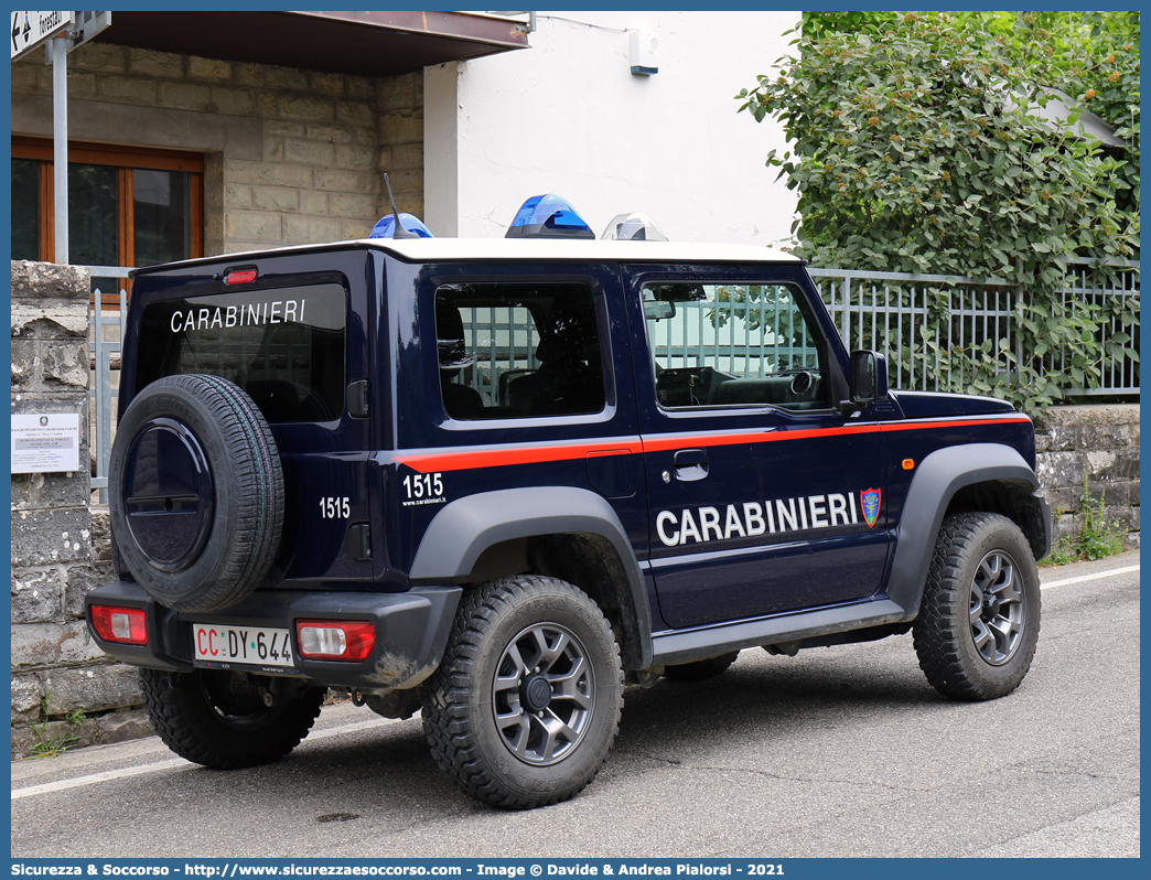 CC DY644
Arma dei Carabinieri
Comando Unità per la Tutela Forestale, 
Ambientale e Agroalimentare
Suzuki Jimny II serie
Allestitore Focaccia Group S.r.l.
Parole chiave: CC;C.C.;Arma;dei;Carabinieri;Comando;Unità;per;la;Tutela;Forestale;Ambientale;Agroalimentare;Suzuki;Jimny;Focaccia