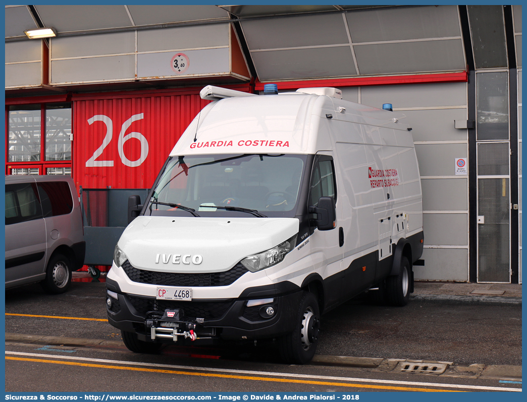 CP 4468
Corpo delle Capitanerie di Porto
Guardia Costiera
Reparti Subacquei
Iveco Daily 65-170 VI serie
Parole chiave: CP;C.P.;GC;G.C.;Guardia;Costiera;Capitaneria;Capitanerie;di;Porto;Reparto;Subacquei;Iveco;Daily;65-170;65;170