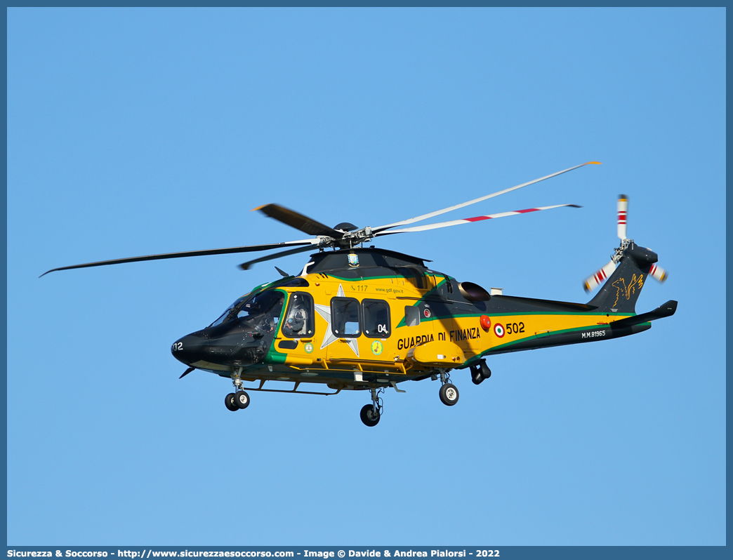 MM81965/ GF 502
Guardia di Finanza
R.O.A.N. Componente Aerea
Leonardo Helicopters UH169A
Parole chiave: GdiF;G.D.F.;GDF;Guardia di Finanza;R.O.A.N.;ROAN;Componente Aerea;Leonardo;Helicopters;Agusta;Westland;AW169;UH169A