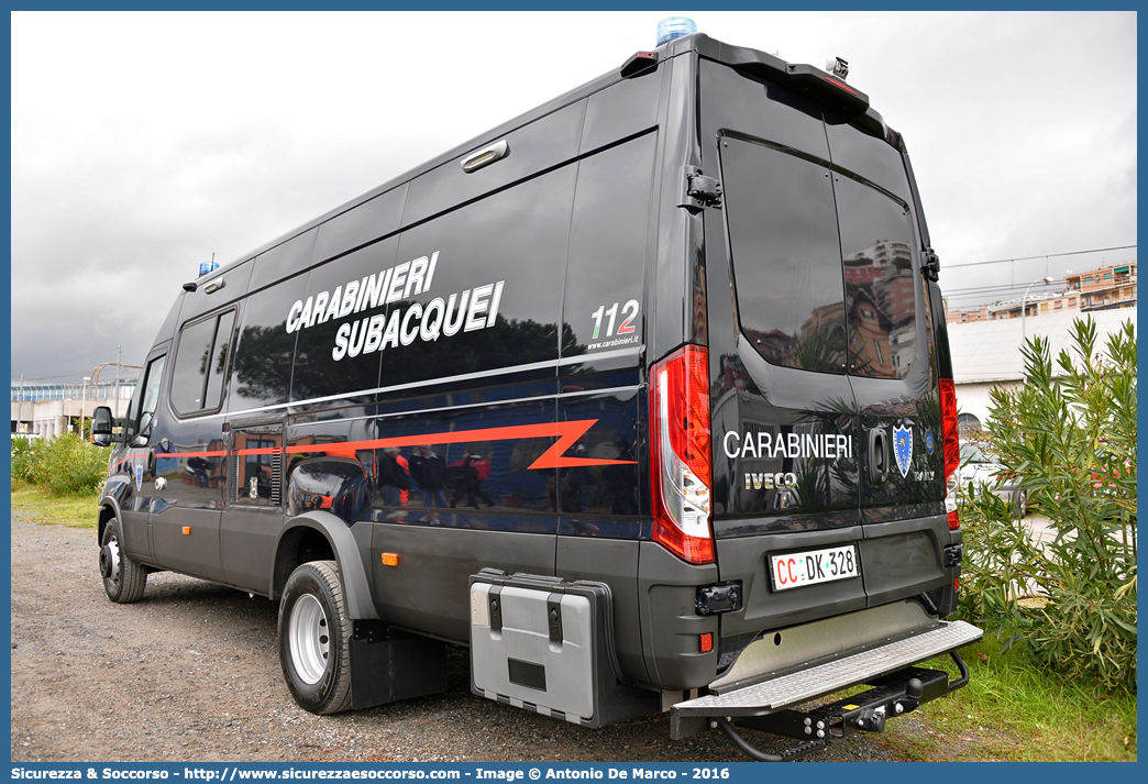 CC DK328
Arma dei Carabinieri
Centro e Nuclei Subacquei
Iveco Daily 17-170 VI serie
Allestitore GB Barberi S.r.l.
Parole chiave: Arma dei Carabinieri;Centro e Nuclei Subacquei;Iveco;Daily;17-170;G.B.;GB;Barberi