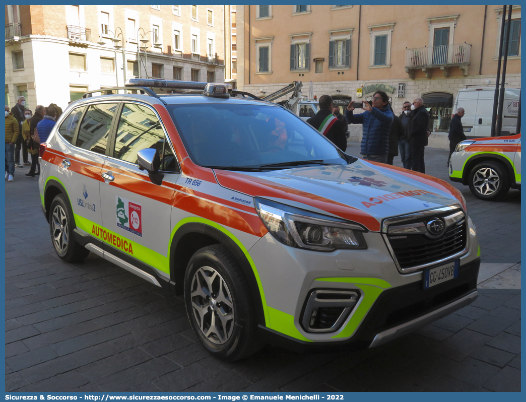 TR 656
118 Umbria Soccorso
Azienda USL Umbria 2
Subaru Forester e-Boxer
Allestitore Bertazzoni S.r.l.
Parole chiave: 118;Umbria;Soccorso;Terni;Automedica;Automedicalizzata;Auto Medica;Auto Medicalizzata;Subaru;Forester;Bertazzoni