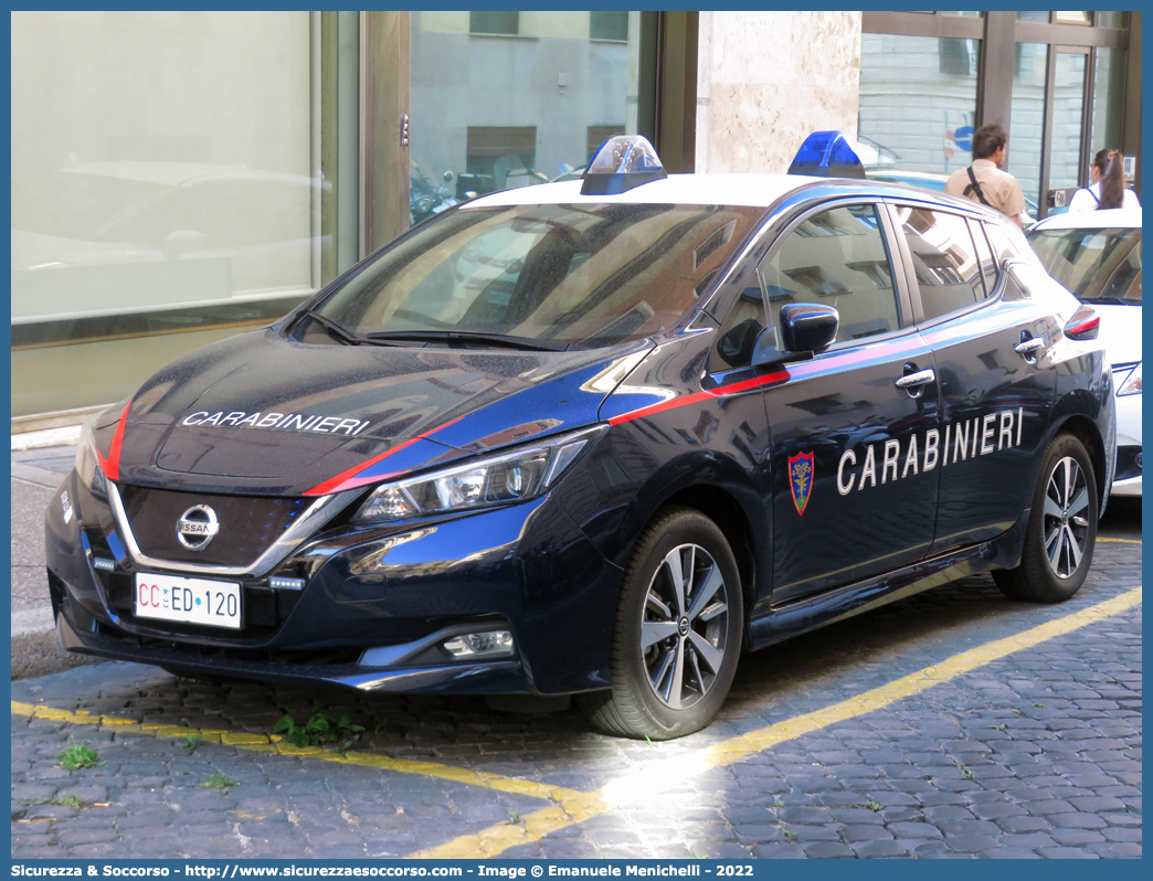 CC ED120
Arma dei Carabinieri
Comando Unità per la Tutela Forestale, 
Ambientale e Agroalimentare
Nissan Leaf II serie
Allestitore Cita Seconda S.r.l.
Parole chiave: CC;C.C.;Arma;dei;Carabinieri;Comando;Unità;per;la;Tutela;Forestale;Ambientale;Agroalimentare;Nissan;Leaf;Cita;Seconda