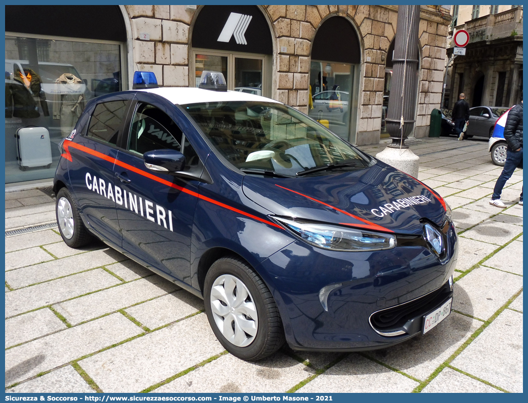 CC DP867
Arma dei Carabinieri
Renault Zoe
Allestitore Focaccia Group S.r.l.
Parole chiave: CC;C.C.;Arma;dei;Carabinieri;Renault;Zoe