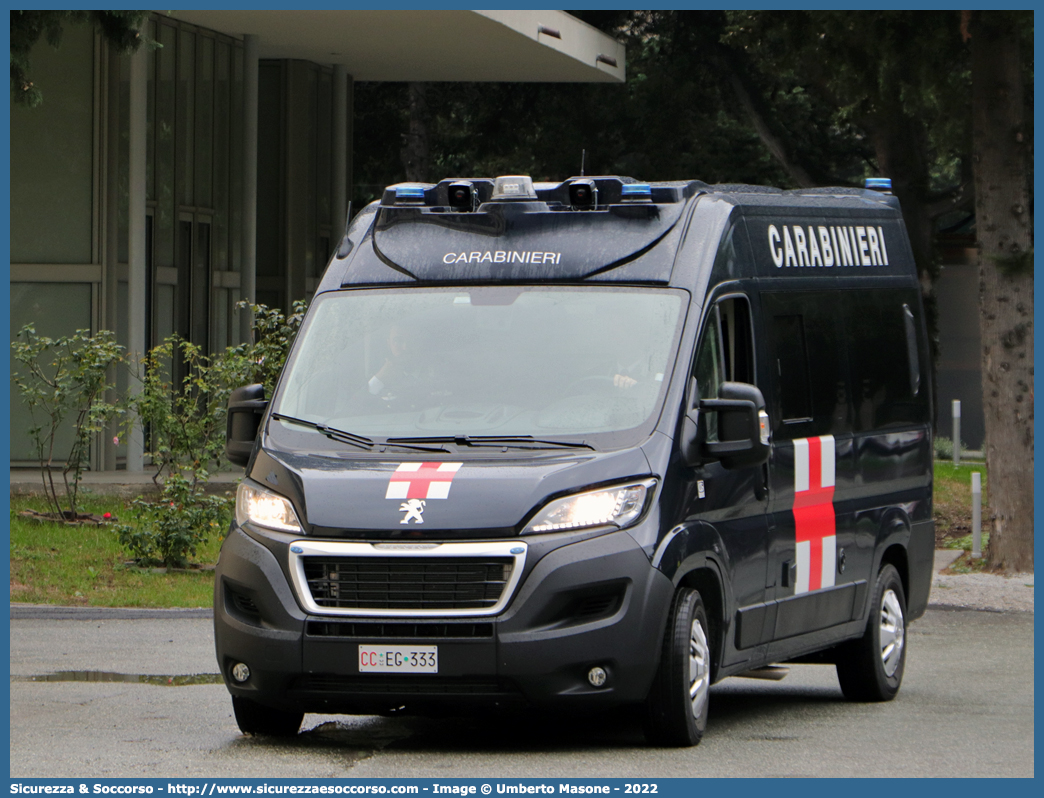 CC EG333
Arma dei Carabinieri
Servizio Sanitario
Peugeot Boxer III serie restyling
Allestitore Odone S.r.l.
Parole chiave: CC;C.C.;Arma;Carabinieri;Servizio;Sanitario;Ambulanza;Autoambulanza;Peugeot;Boxer;Odone