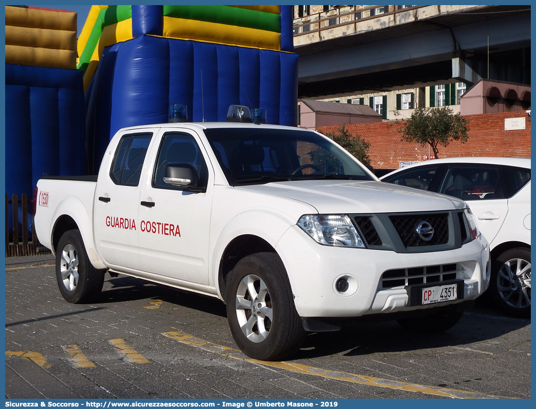 CP 4351
Corpo delle Capitanerie di Porto
Guardia Costiera
Nissan Navara II serie
Allestitore Focaccia Group S.r.l.
Parole chiave: CP;C.P.;GC,G.C.;Guardia;Costiera;Capitaneria;Capitanerie;di;Porto;Nissan;Navara;Focaccia