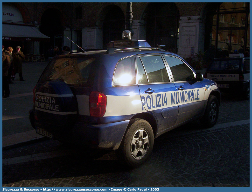 -
Polizia Municipale
Comune di Valdobbiadene
Toyota Rav4 II serie
Parole chiave: PL;P.L.;PM;P.M.;Polizia;Locale;Municipale;Valdobbiadene;Toyota;Rav4