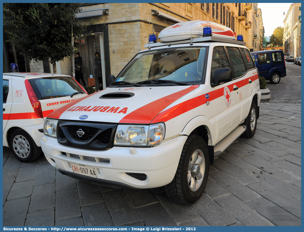 CRI 097AA
Croce Rossa Italiana
Savona
Nissan Terrano II serie
Allestitore Aricar S.p.A.
Parole chiave: CRI;C.R.I.;Croce;Rossa;Italiana;Nissan;Terrano;Aricar