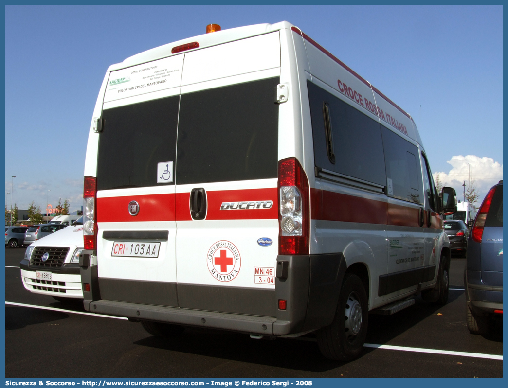 CRI 103AA
Croce Rossa Italiana
Mantova (MN)
Fiat Ducato III serie
Allestitore Aricar S.p.A.
Parole chiave: CRI;C.R.I.;Croce;Rossa;Italiana;Mantova;Fiat;Ducato;X250;Aricar