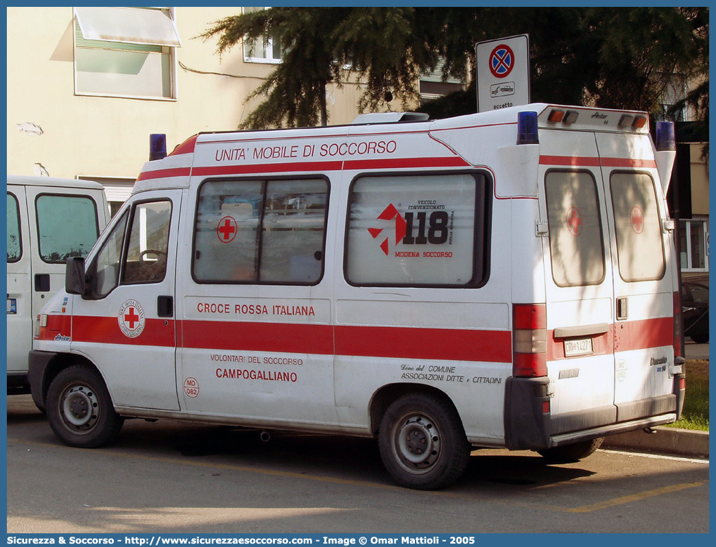 CRI 14271
Croce Rossa Italiana
Campogalliano (MO)
Fiat Ducato II serie
Allestitore Aricar S.p.A.
Parole chiave: Croce;Rossa;Italiana;CRI;C.R.I.;Ambulanza;Fiat;Ducato;Campogalliano;Aricar