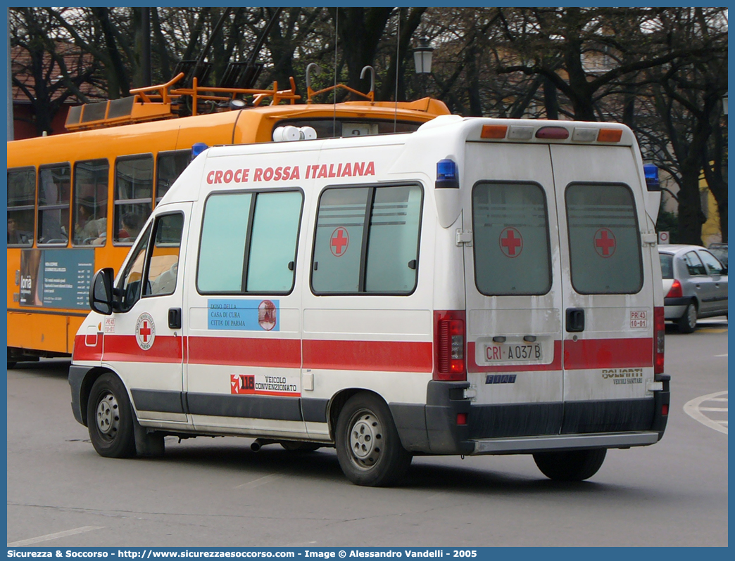 CRI A037B
Croce Rossa Italiana
Parma
Fiat Ducato II serie restyling
Allestitore Bollanti S.r.l.
Parole chiave: CRI;C.R.I.;Croce;Rossa;Italiana;Fiat;Ducato;Parma;Bollanti