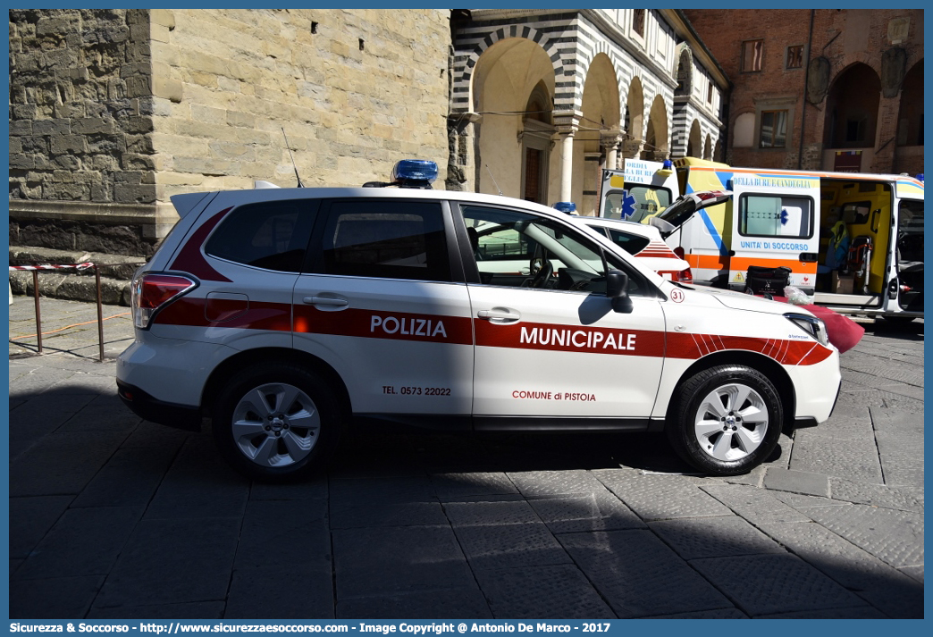 -
Polizia Municipale
Comune di Pistoia
Subaru Forester VI serie
Parole chiave: PL;P.L.;PM;P.M.;Polizia;Locale;Municipale;Pistoia;Subaru;Forester