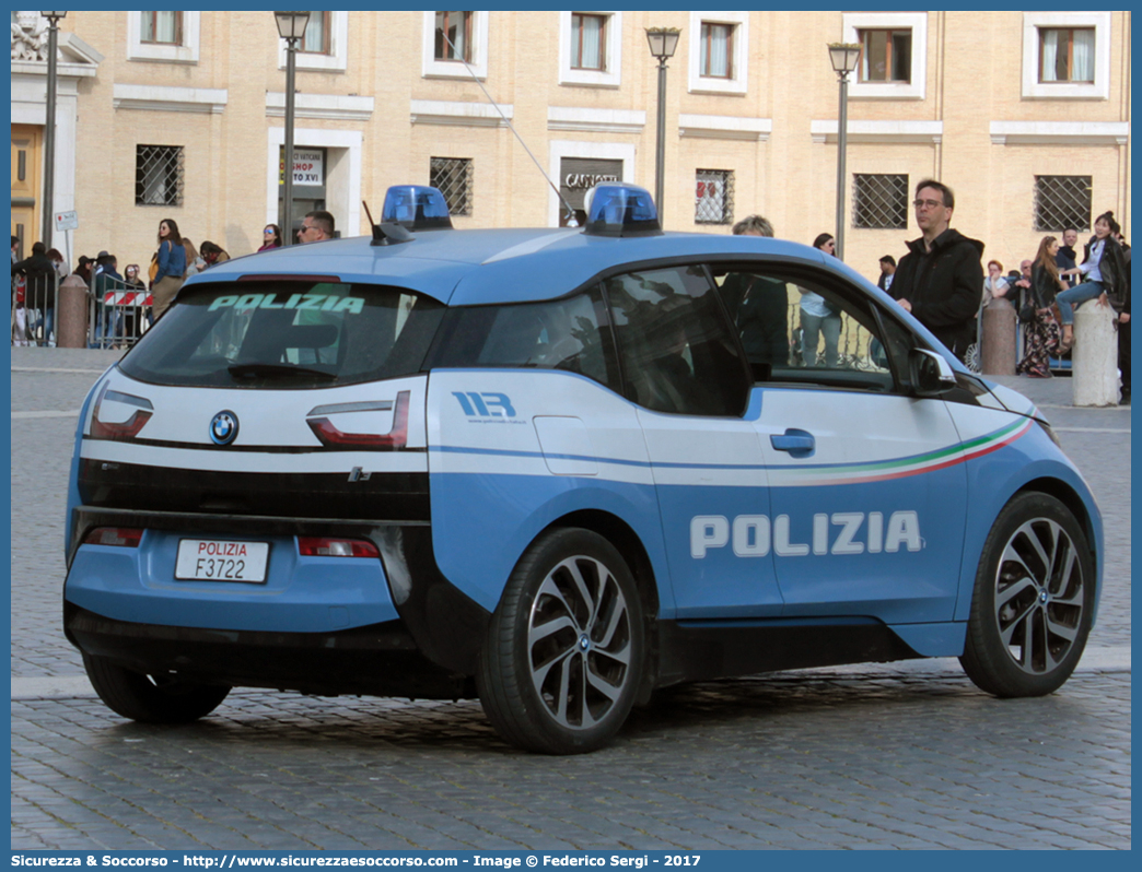 Polizia F3722
Polizia di Stato
BMW i3
Allestitore Focaccia Group S.r.l.
Parole chiave: PS;P.S.;Polizia;di;Stato;Bmw;i3;i;3;Focaccia