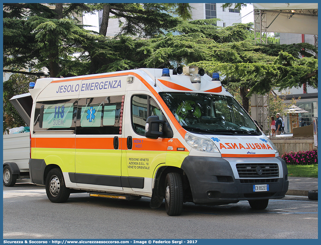 INDIA 1
SUEM 118 Jesolo Emergenza
Azienda ULSS 4 - Veneto Orientale
Jesolo
Fiat Ducato III serie
Allestitore Aricar S.p.A.
Parole chiave: 118;SUEM;Jesolo;Emergenza;Ambulanza;Autoambulanza;Fiat;Ducato;X250;Aricar