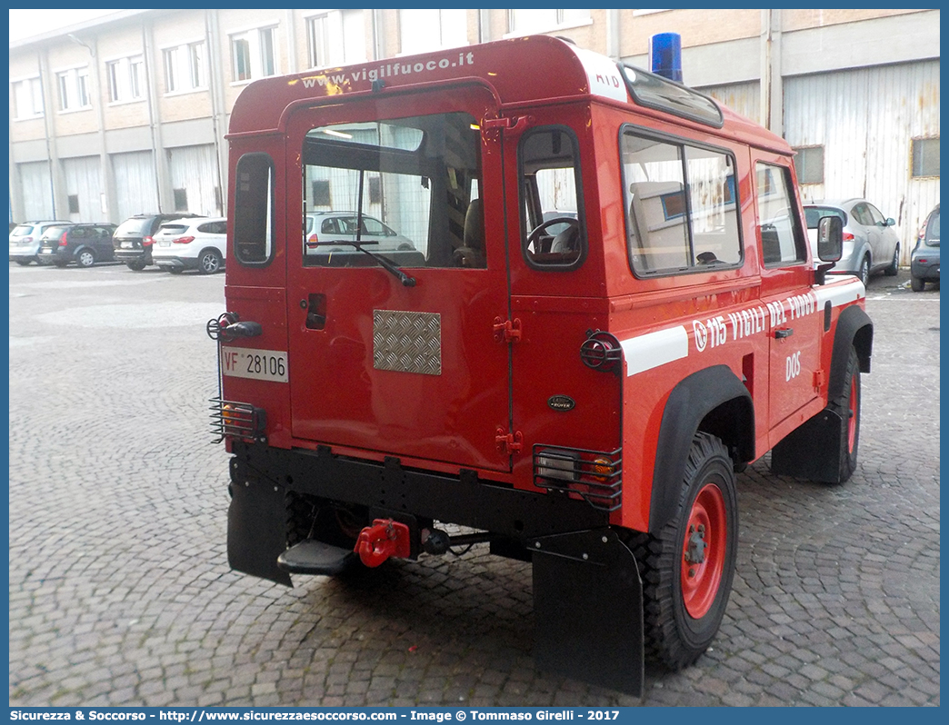 VF 28106
Corpo Nazionale Vigili del Fuoco
Servizio Antincendio Boschivo
Land Rover Defender 90
(variante)
Parole chiave: VVF;V.V.F.;Corpo;Nazionale;Vigili;del;Fuoco;AIB;A.I.B.;Servizio;Antincendio;Boschivo;Land Rover;Defender;90