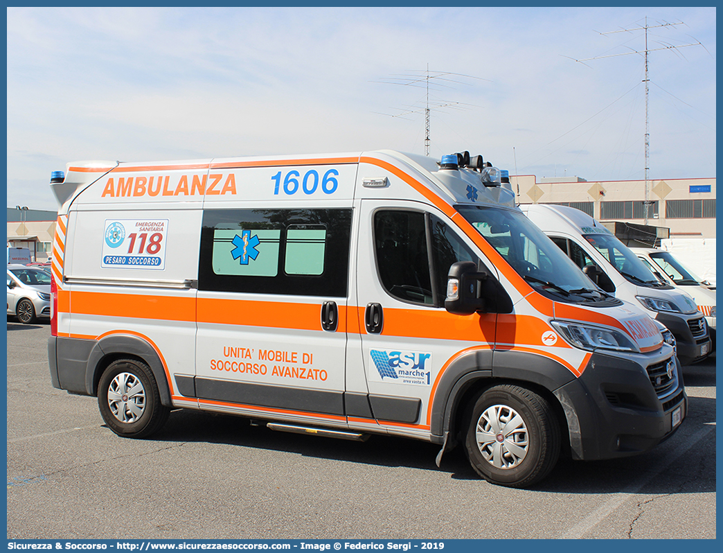 1606
118 Pesaro Soccorso
ASUR Area Vasta 1
Pesaro - Urbino - Fano
Fiat Ducato III serie restyling
Allestitore Aricar S.p.A.
Parole chiave: 118;Pesaro;Soccorso;ASUR;A.S.U.R.;Azienda;Sanitaria;Unica;Regionale;Area;Vasta;1;Pesaro;Urbino;Fano;Ambulanza;Fiat;Ducato;X290;X 290;Aricar