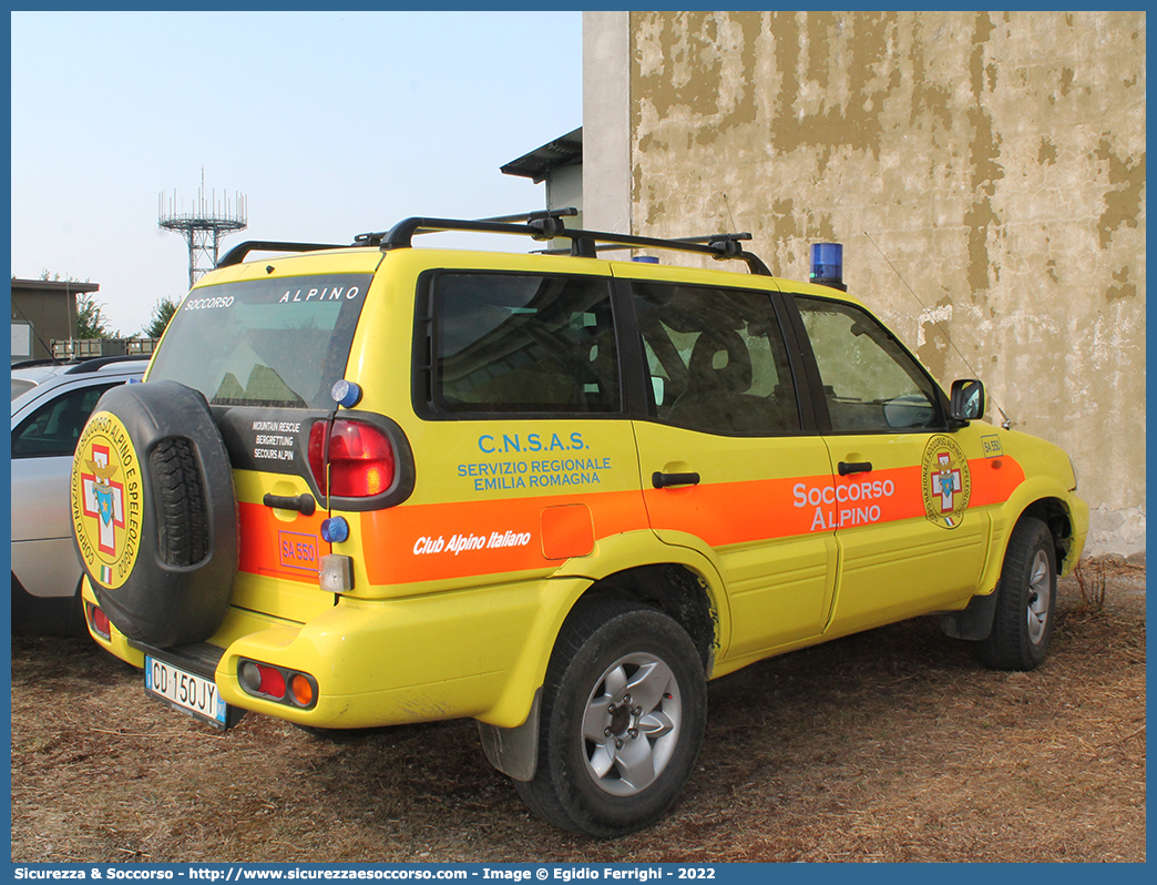 SA 550
Corpo Nazionale
Soccorso Alpino e Speleologico
Delegazione Alpina
XXV Emilia Romagna
Nissan Terrano II serie
Parole chiave: CNSAS;C.N.S.A.S.;Corpo;Nazionale;Soccorso;Alpino;Speleologico;Emilia;Romagna;SAER;S.A.E.R.;Nissan;Terrano