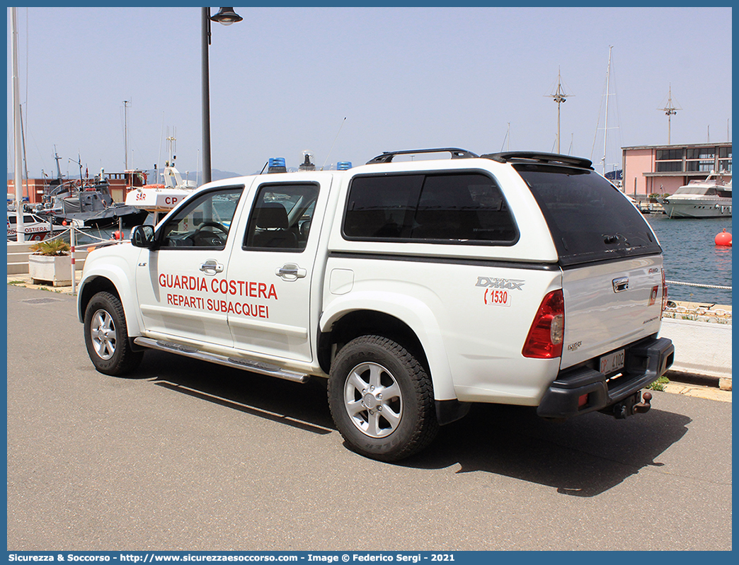 CP 4102
Corpo delle Capitanerie di Porto
Guardia Costiera
Reparti Subacquei
Isuzu D-Max I serie I restyling
Parole chiave: CP;C.P.;GC;G.C.;Guardia;Costiera;Capitaneria;Capitanerie;di;Porto;Reparto;Subacquei;Isuzu;D-Max;DMax