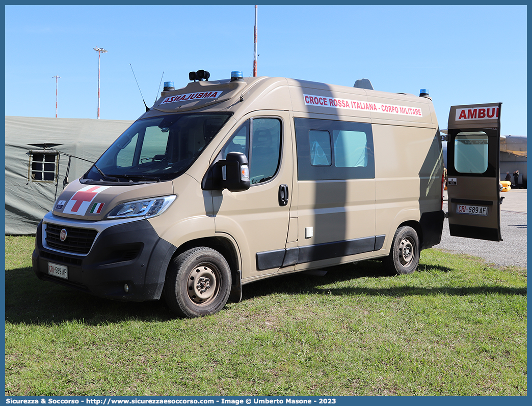 CRI 589AF
Croce Rossa Italiana
Corpo Militare
Fiat Ducato III serie restyling
Allestitore MAF S.n.c.
(variante)
Parole chiave: CRIM;C.R.I.M.;Croce;Rossa;Italiana;Corpo;Militare;Fiat;Ducato;MAF;M.A.F.