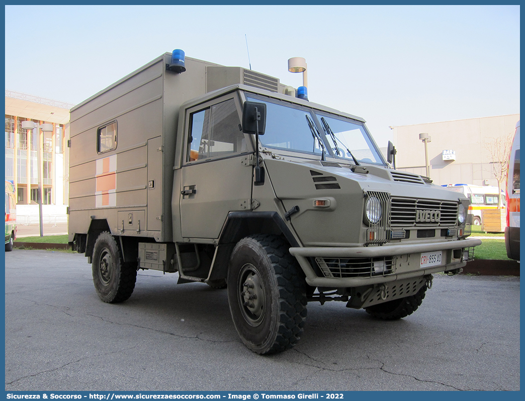 CRI 855AD
Croce Rossa Italiana
Corpo Militare
Iveco VM 90
Allestitore Mussa & Graziano S.r.l.
Parole chiave: CRIM;CRI;C.R.I.;C.R.I.M.;Croce;Rossa;Italiana;Corpo;Militare;Iveco;VM90