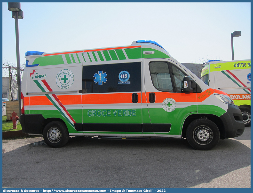 Victor 70
Associazione Volontaria Pubblica
Croce Verde Adria
Fiat Ducato III serie restyling
Allestitore EDM S.r.l.
Parole chiave: AVP;A.V.P.;Associazione;Volontaria;Pubblica;Croce;Verde;Adria;Autoambulanza;Ambulanza;Fiat;Ducato;EDM