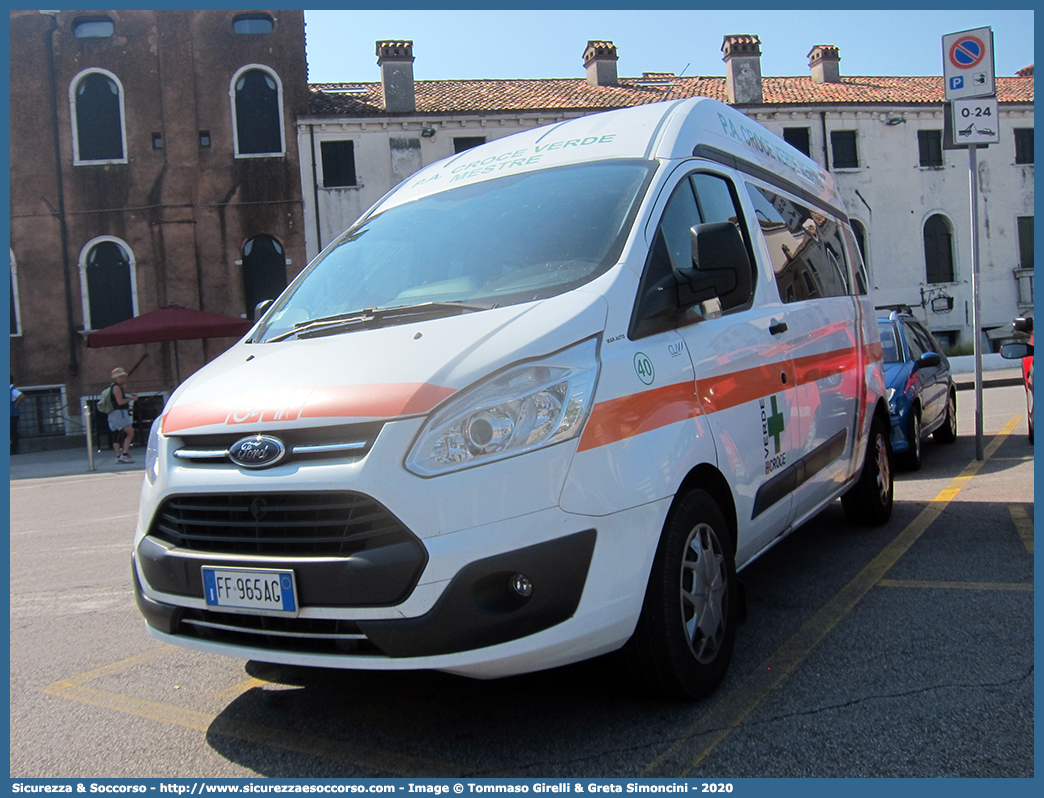 40
Pubblica Assistenza Croce Verde Mestre
Ford Transit Custom II serie
Allestitore Class S.r.l.
Parole chiave: P.A.;PA;Pubblica;Assistenza;Croce;Verde;Mestre;Ford;Transit;Custom;Class